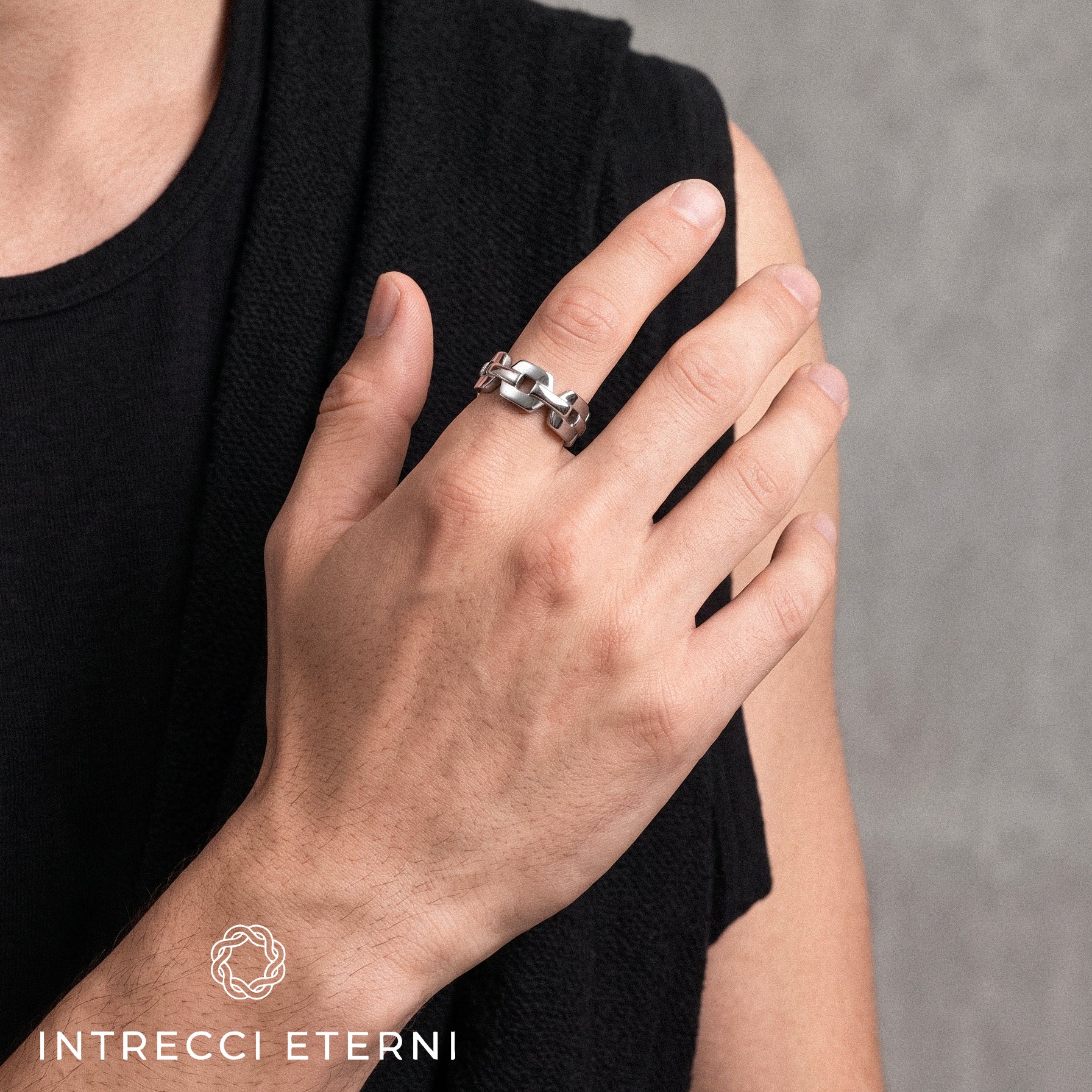 ANELLO CATENA SQUARED SILVER