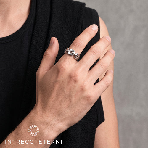 ANELLO CATENA SQUARED SILVER