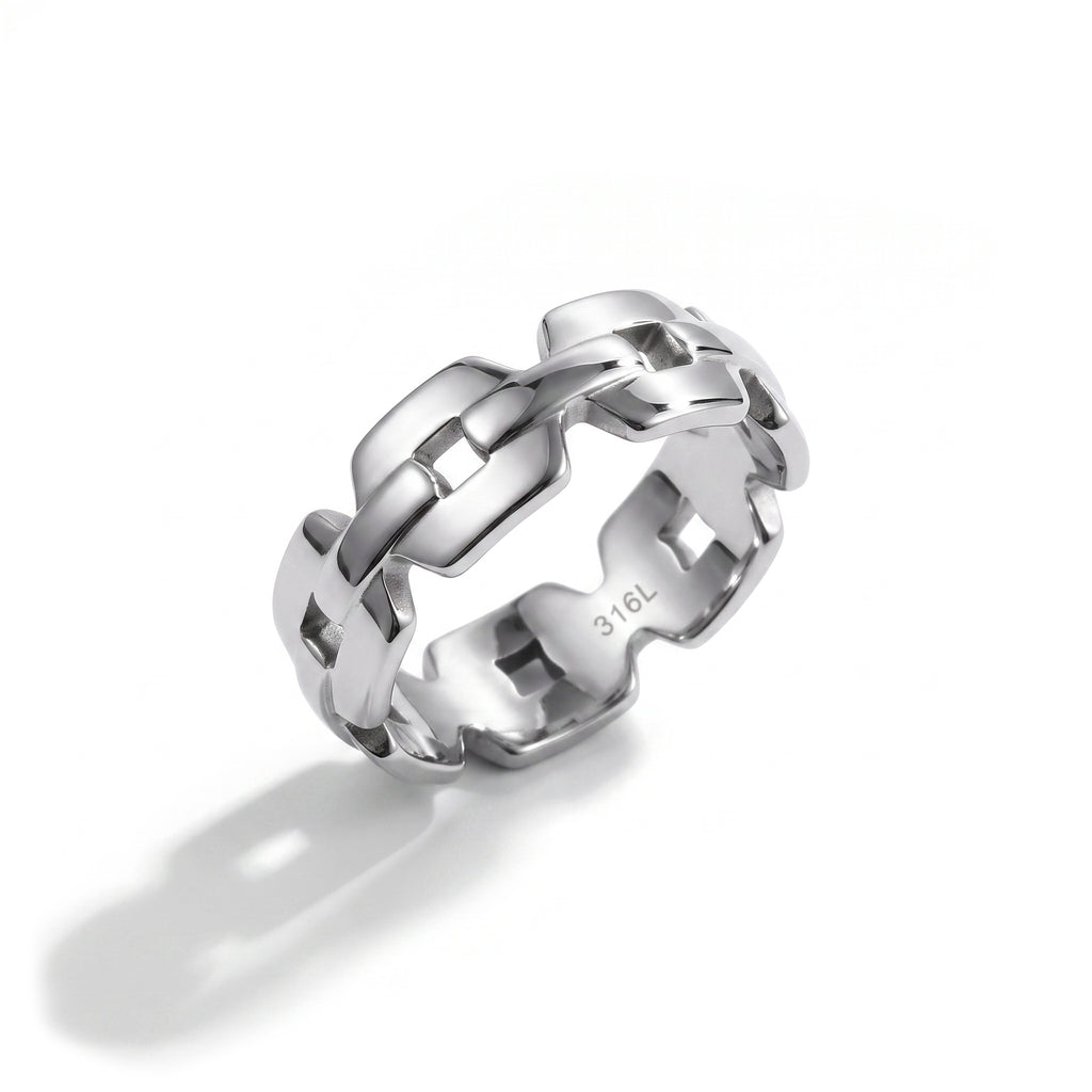 ANELLO CATENA SQUARED SILVER