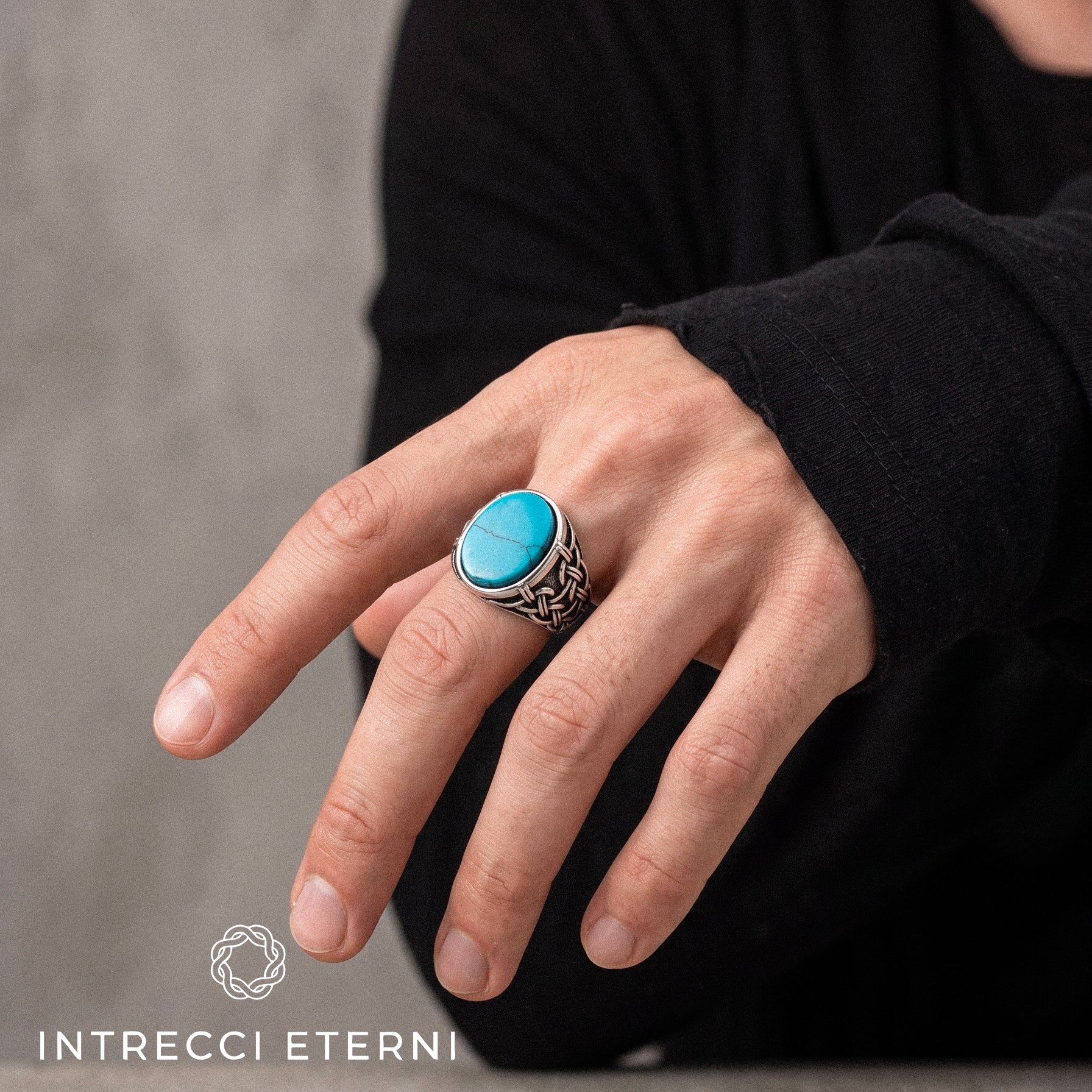 ANELLO INTRECCIO BLUE STONE SILVER
