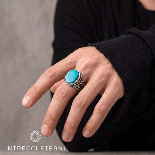 ANELLO INTRECCIO BLUE STONE SILVER