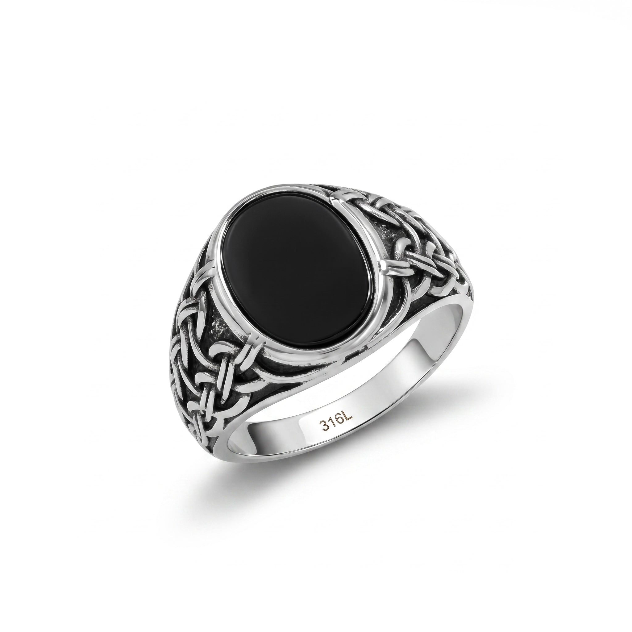 ANELLO INTRECCIO BLACK STONE SILVER