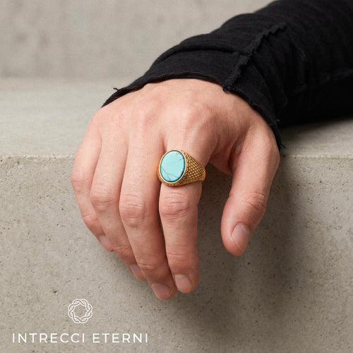 ANELLO MARBLE STONE GOLD/BLUE