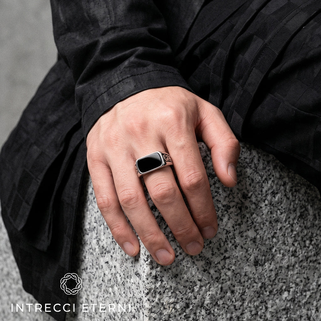 ANELLO RECTANGULAR STONE SILVER