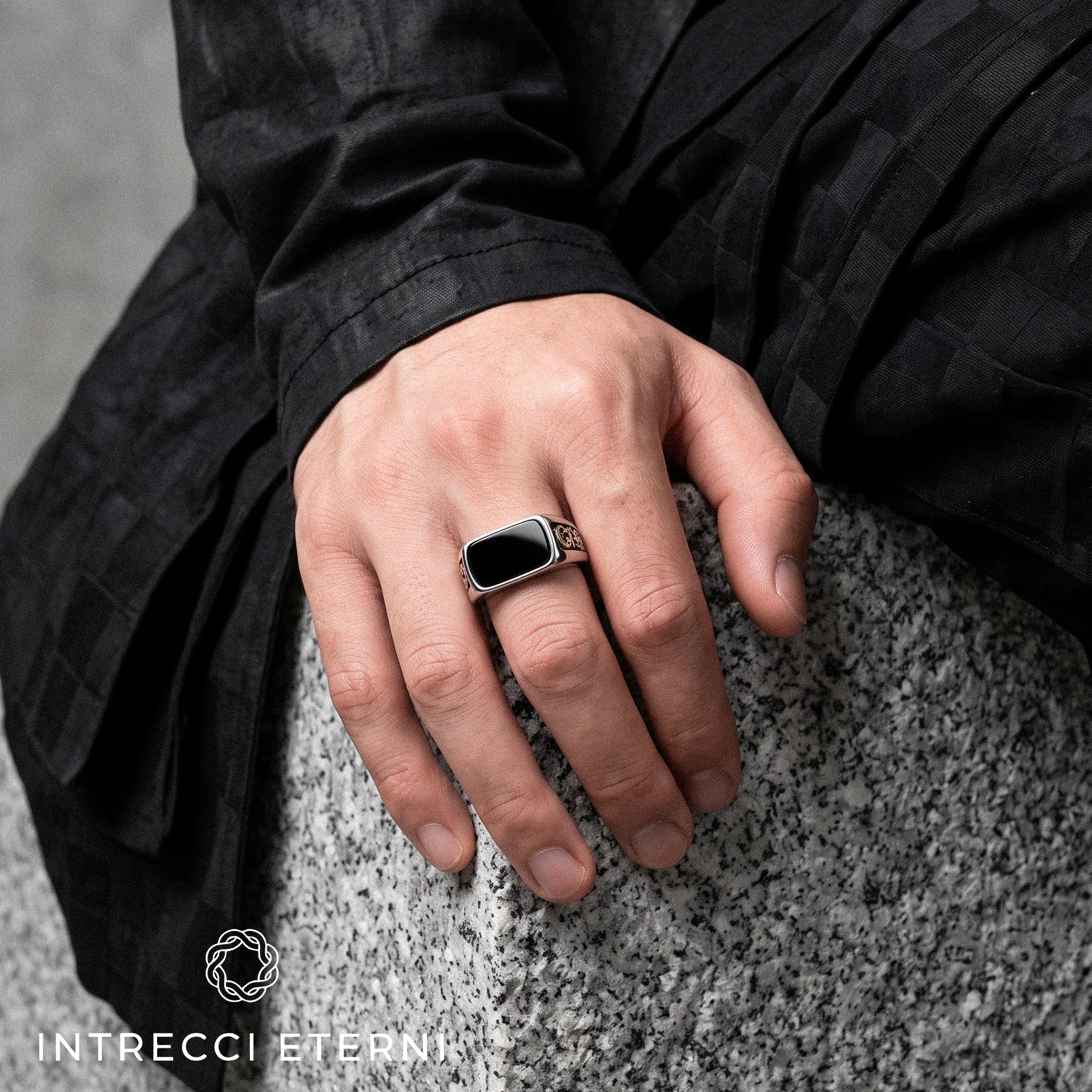 ANELLO RECTANGULAR STONE SILVER