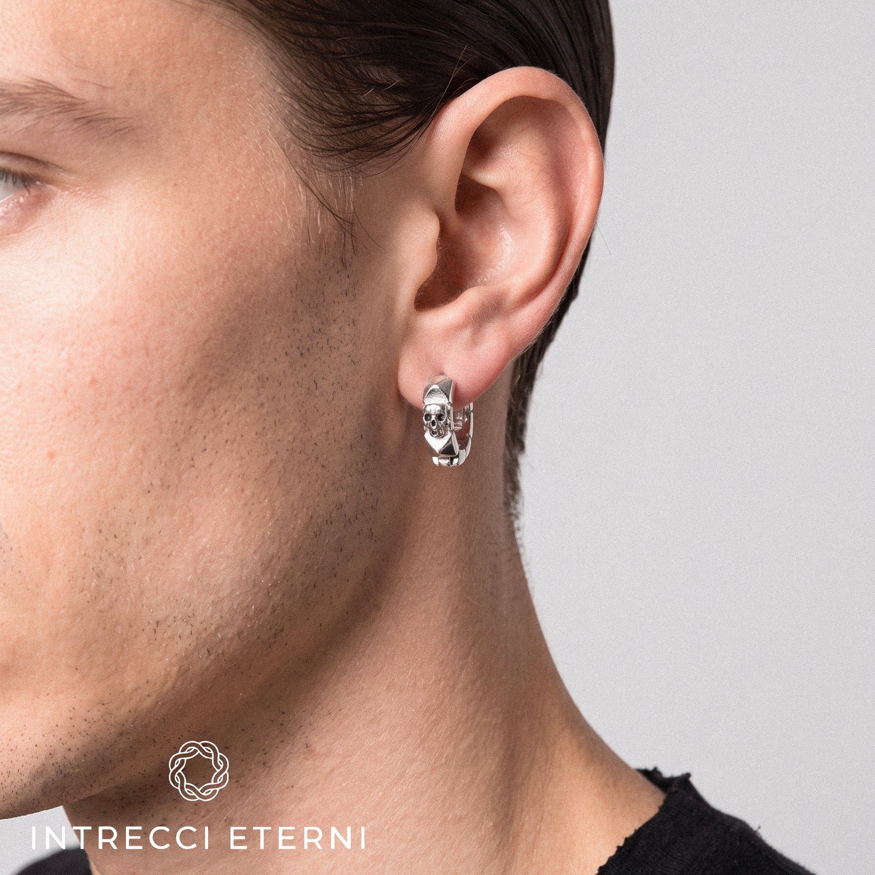 ORECCHINO STUD SKULL SILVER