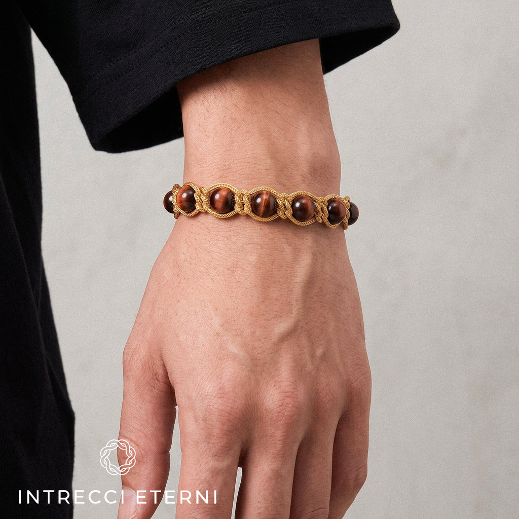 BRACCIALE PIETRE SIRIO GOLD/RED