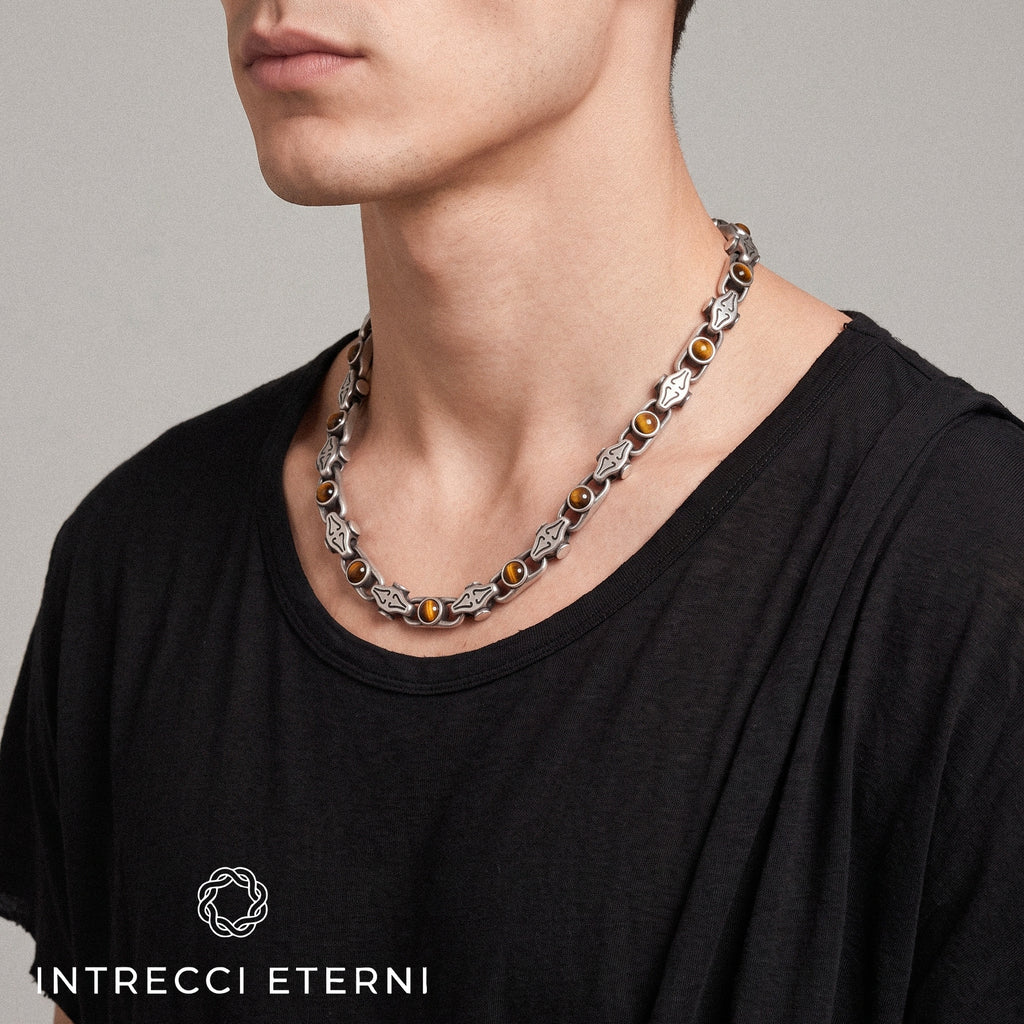 COLLANA PIETRE IZAR SILVER/BROWN