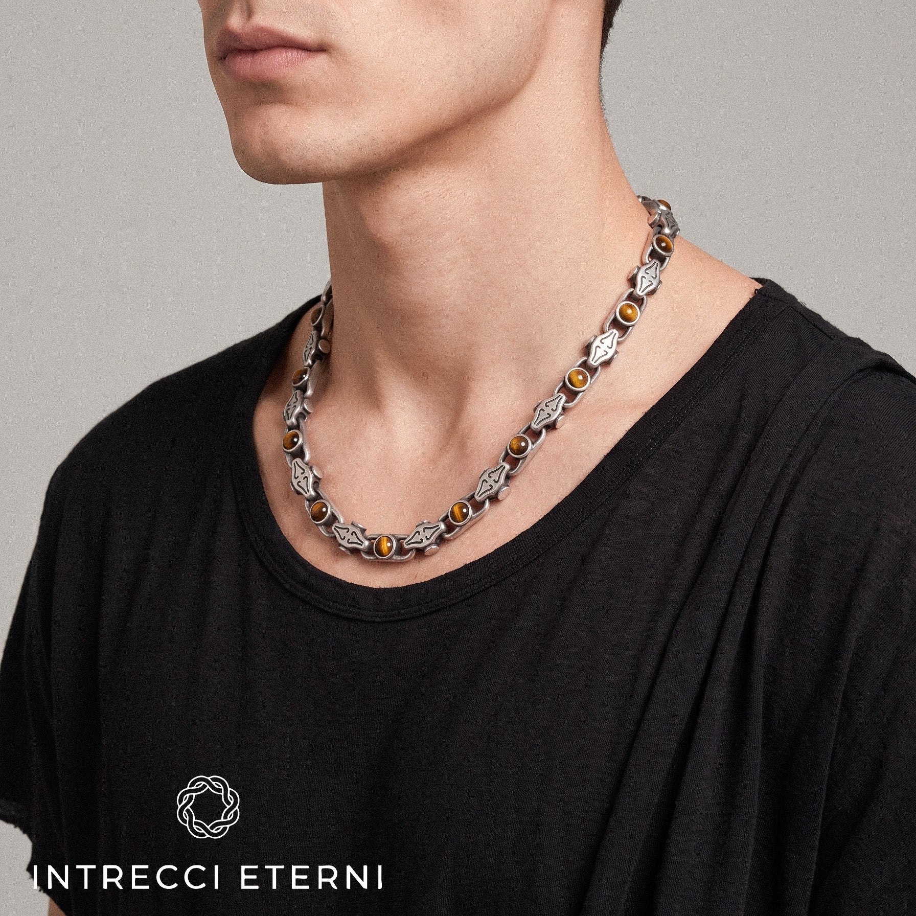 COLLANA PIETRE IZAR SILVER/BROWN