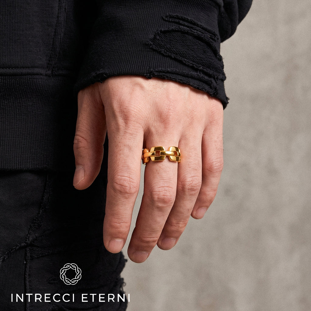 ANELLO CATENA SQUARED GOLD