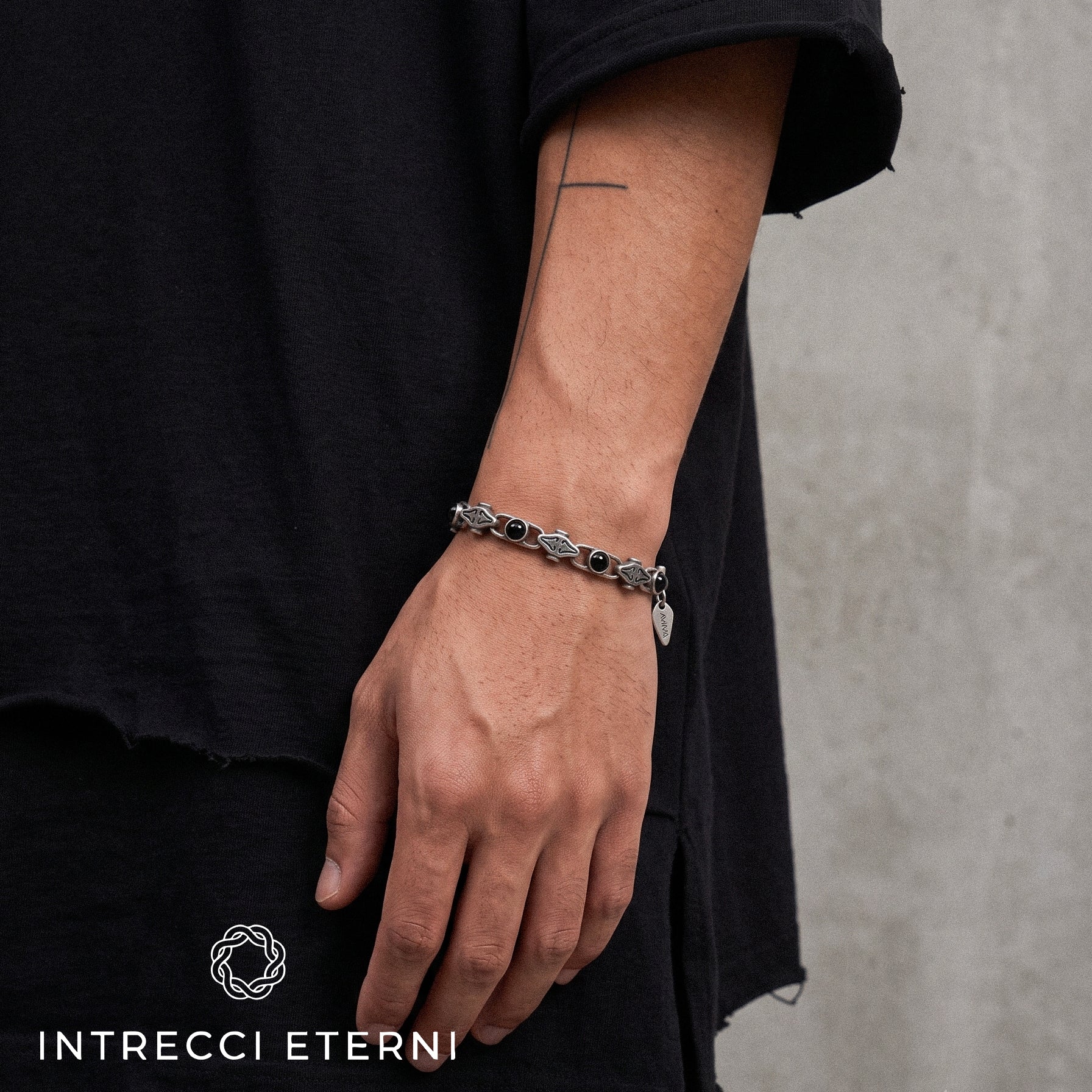 BRACCIALE PIETRE IZAR SILVER/BLACK