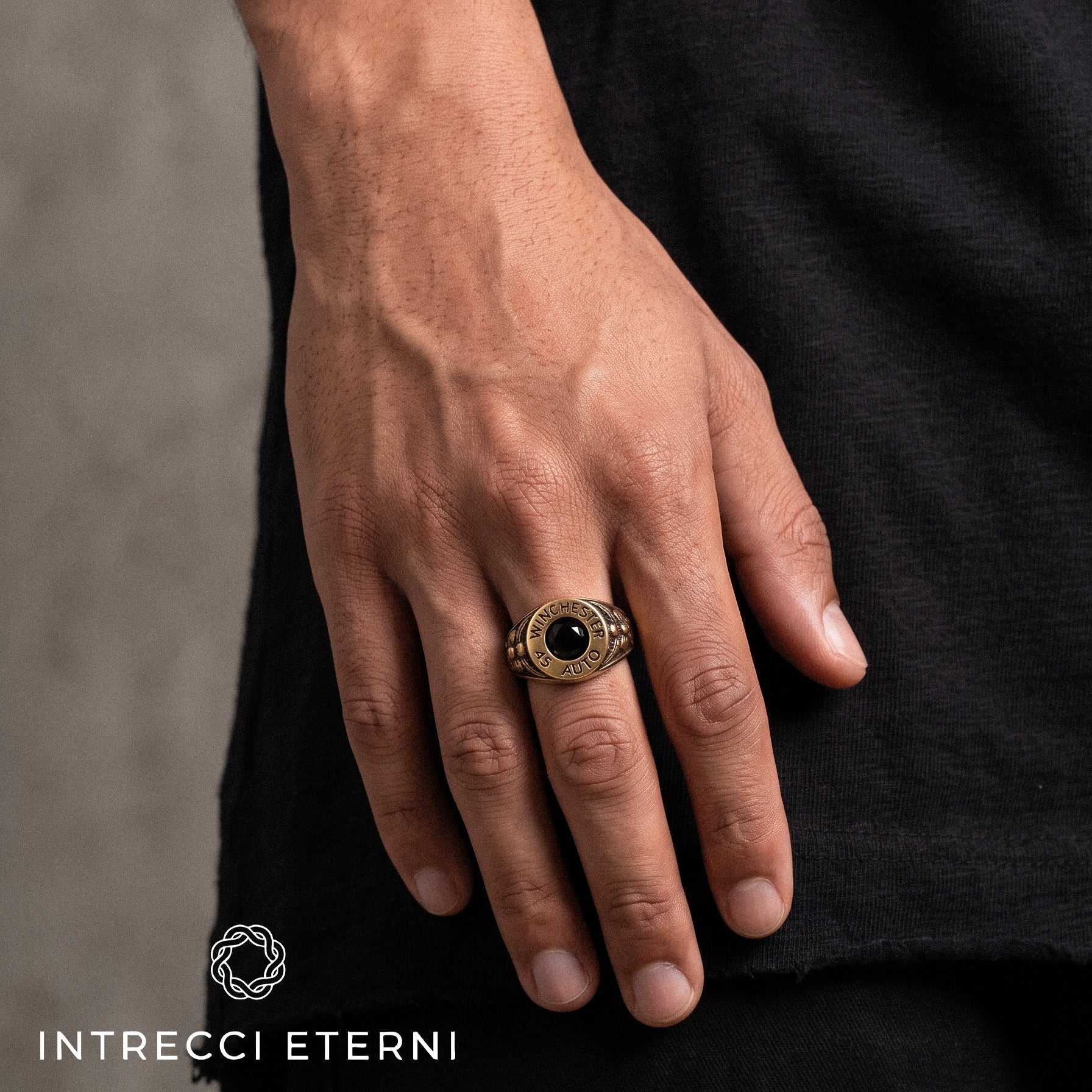 ANELLO FLOWER STONE GOLD/BLACK
