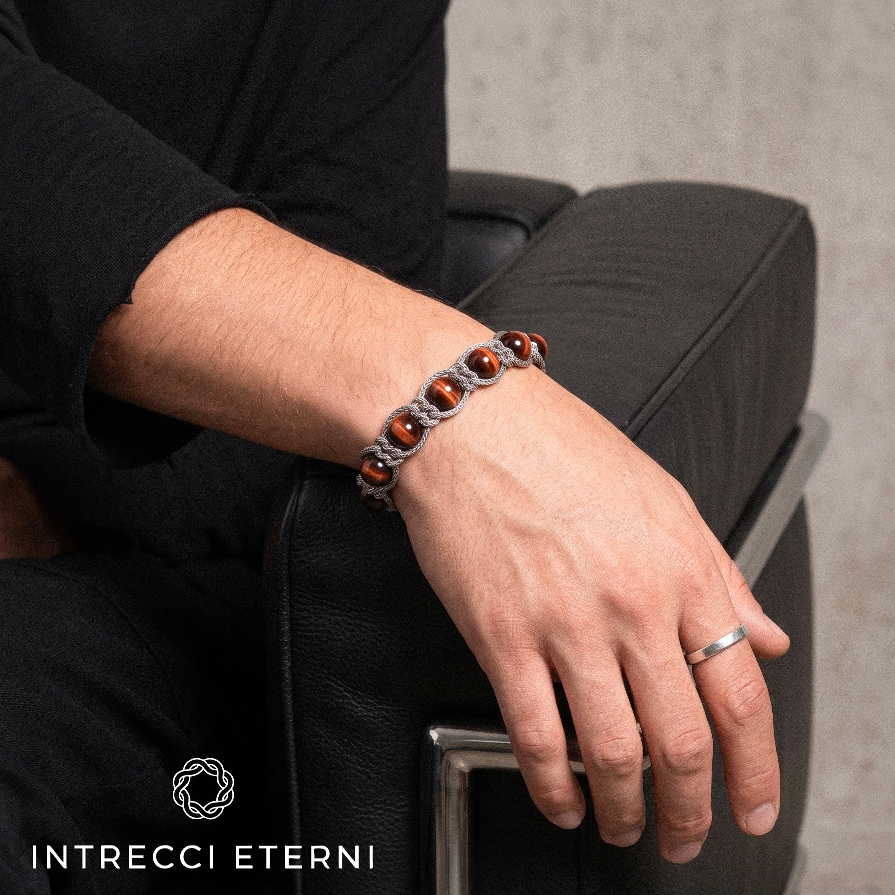 BRACCIALE PIETRE SIRIO SILVER/RED