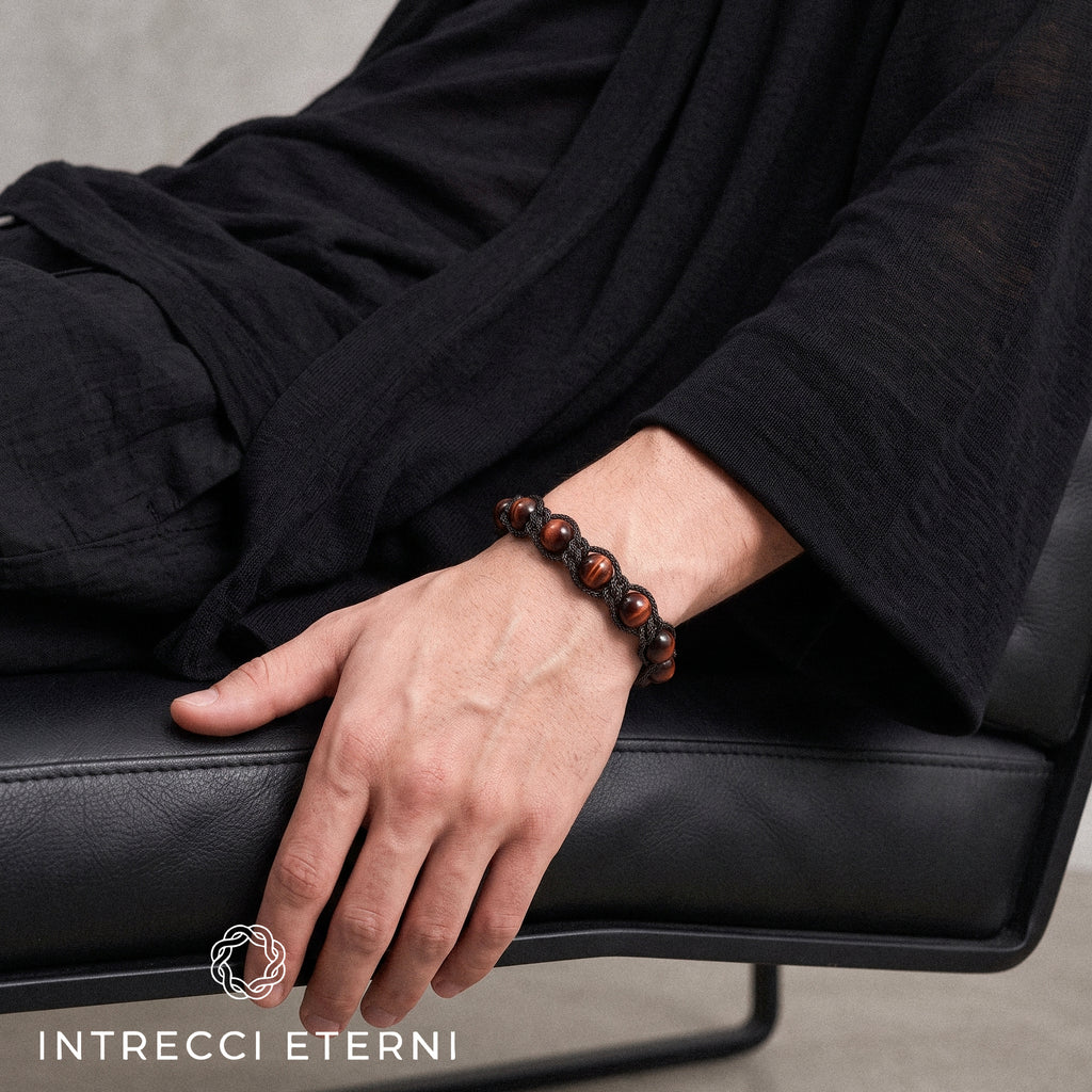 BRACCIALE PIETRE SIRIO BLACK/RED