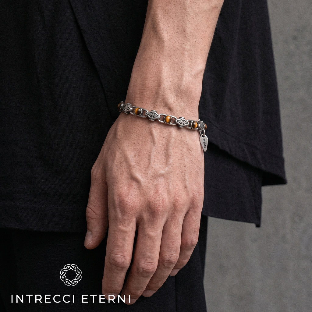 BRACCIALE PIETRE IZAR SILVER/BROWN