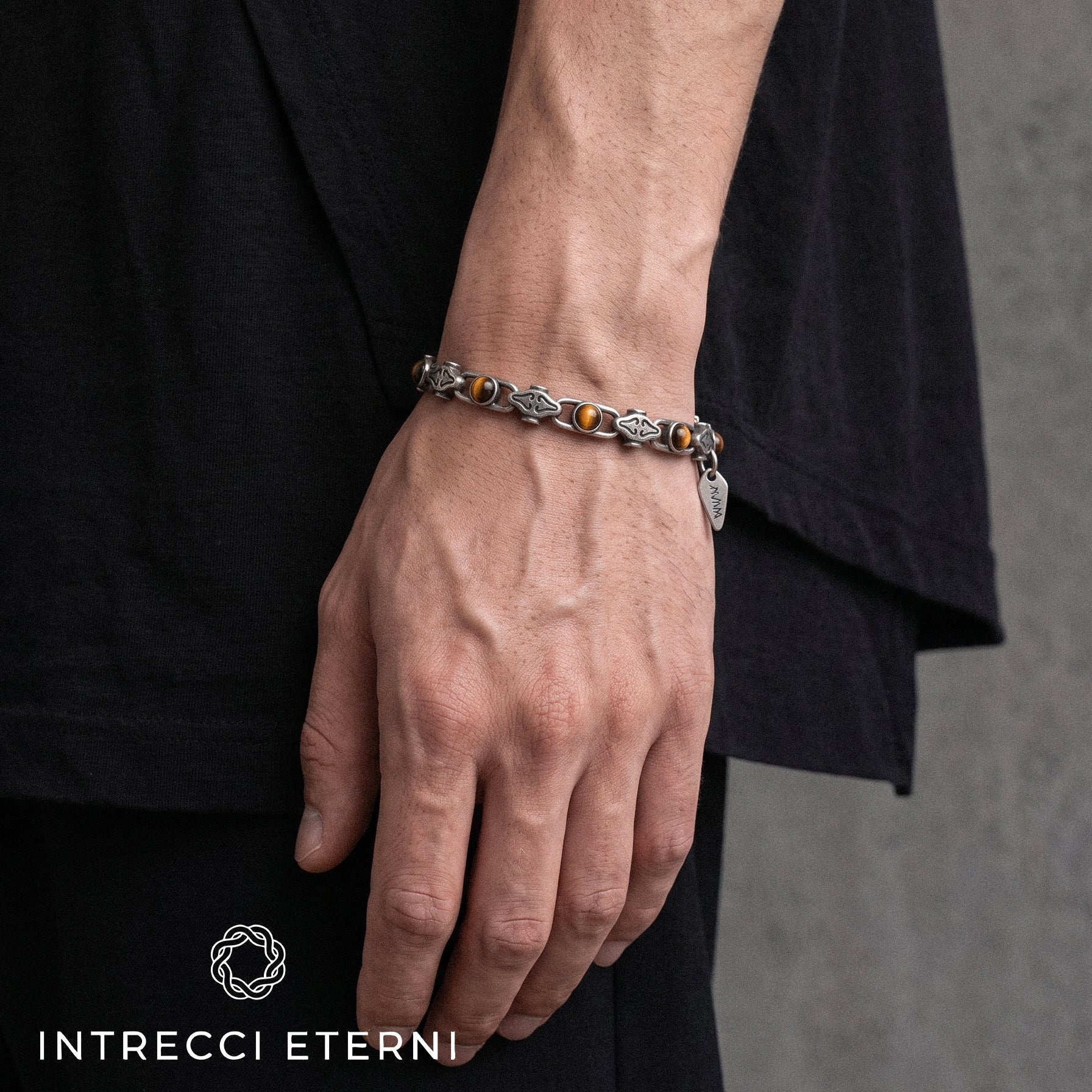 BRACCIALE PIETRE IZAR SILVER/BROWN
