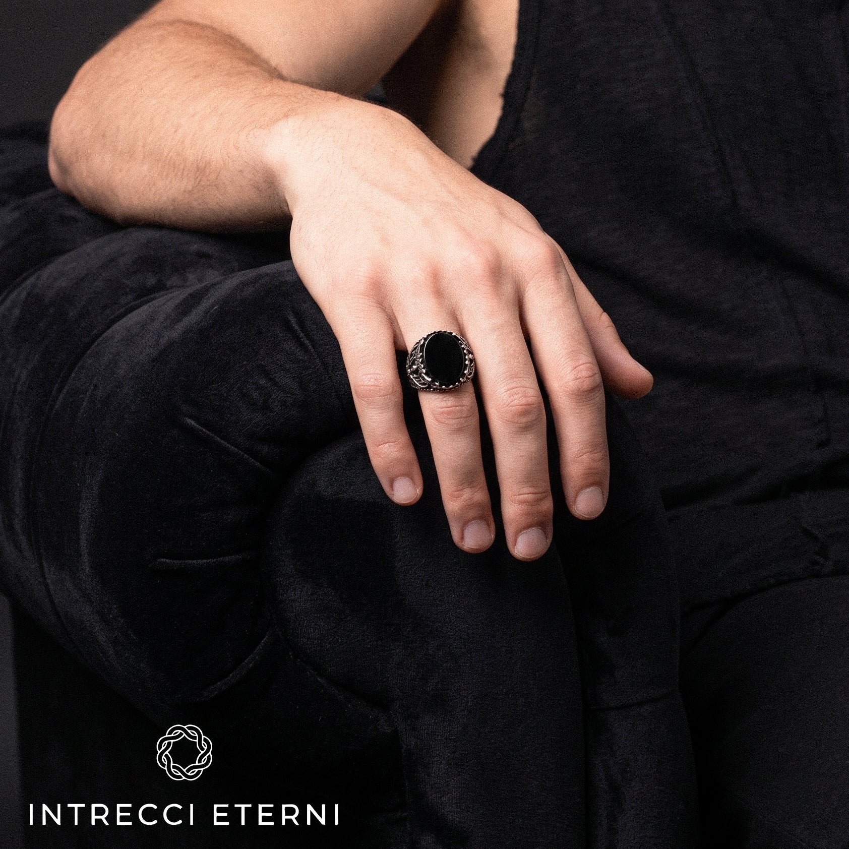 ANELLO FLORA STONE SILVER/BLACK