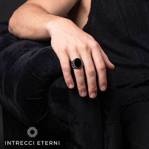 ANELLO FLORA STONE SILVER/BLACK