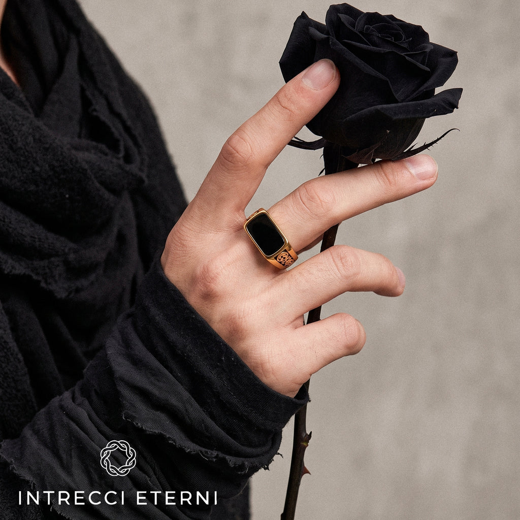 ANELLO RECTANGULAR STONE GOLD