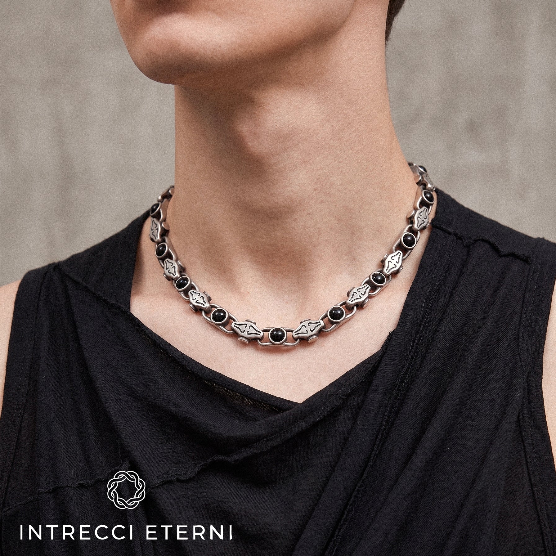 COLLANA PIETRE IZAR SILVER/BLACK