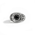 ANELLO FLOWER STONE SILVER/BLACK