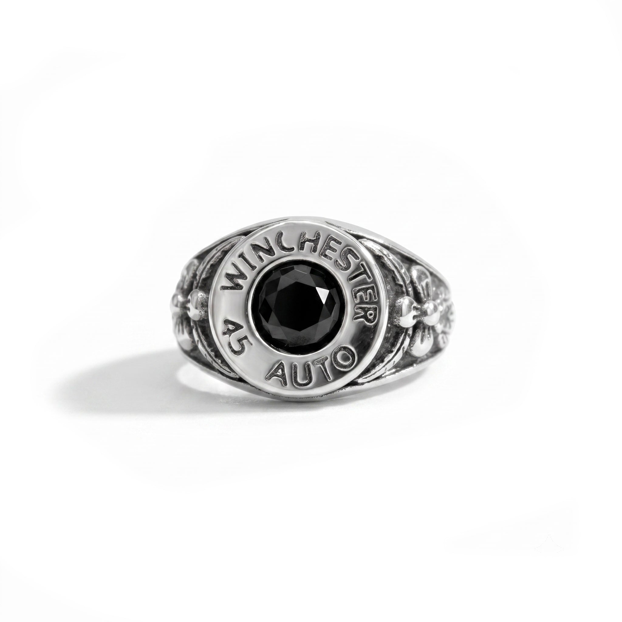 ANELLO FLOWER STONE SILVER/BLACK