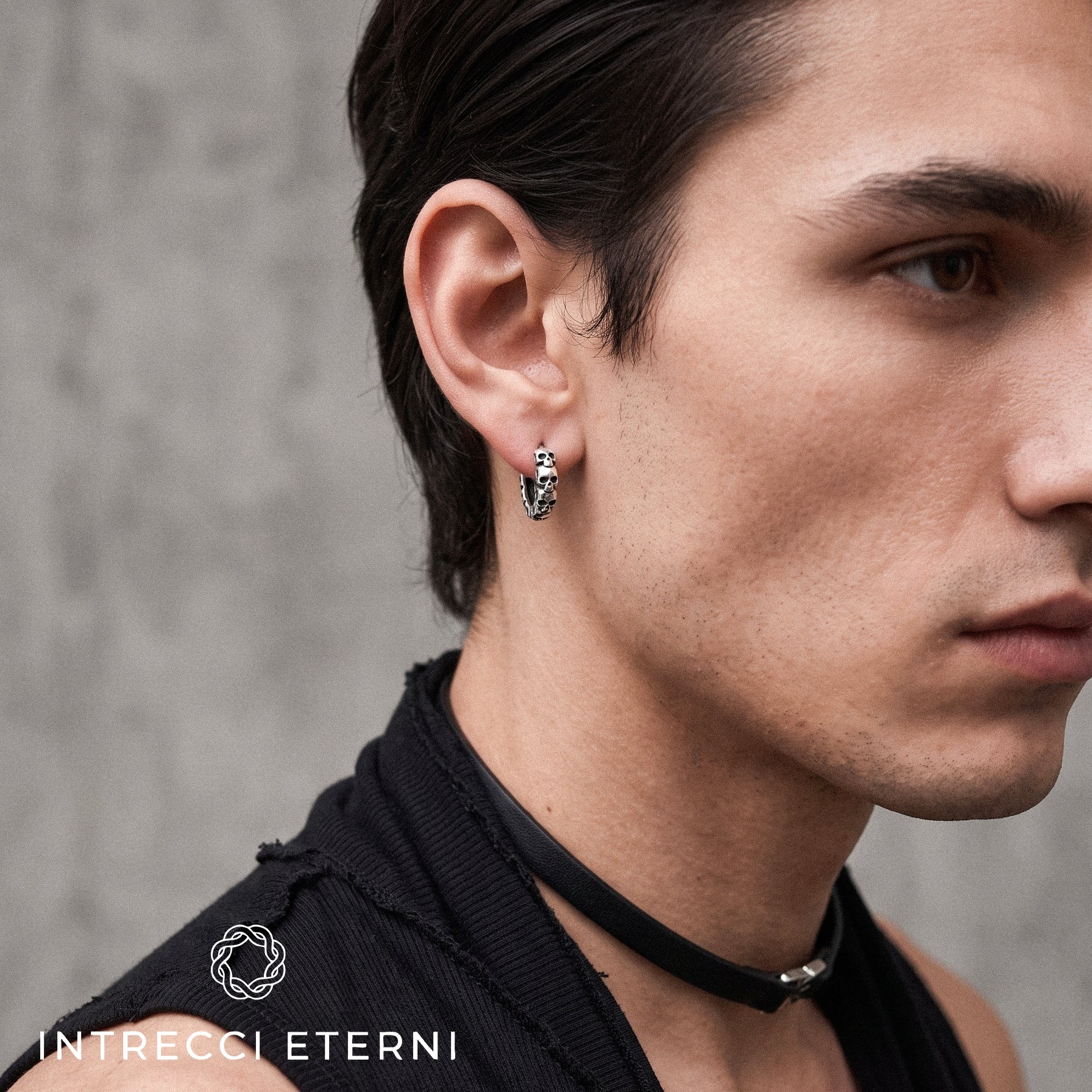 ORECCHINO FULL SKULL SILVER