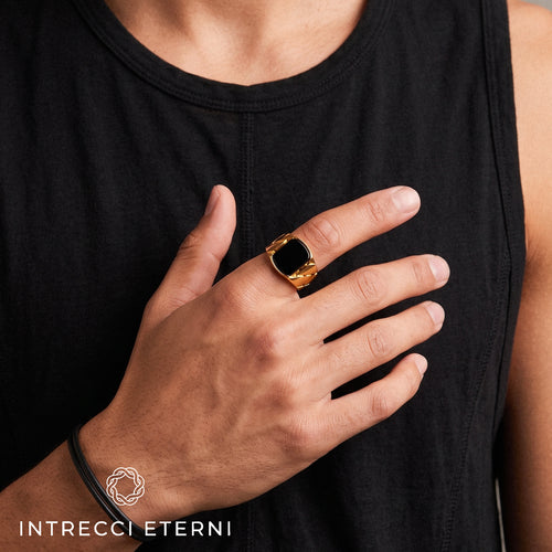 ANELLO CATENA BLACK STONE GOLD