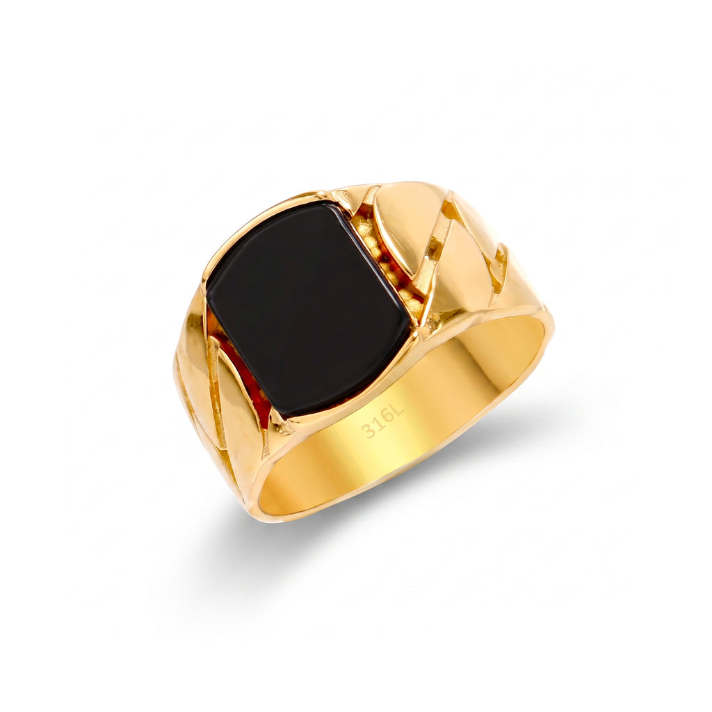 ANELLO CATENA BLACK STONE GOLD