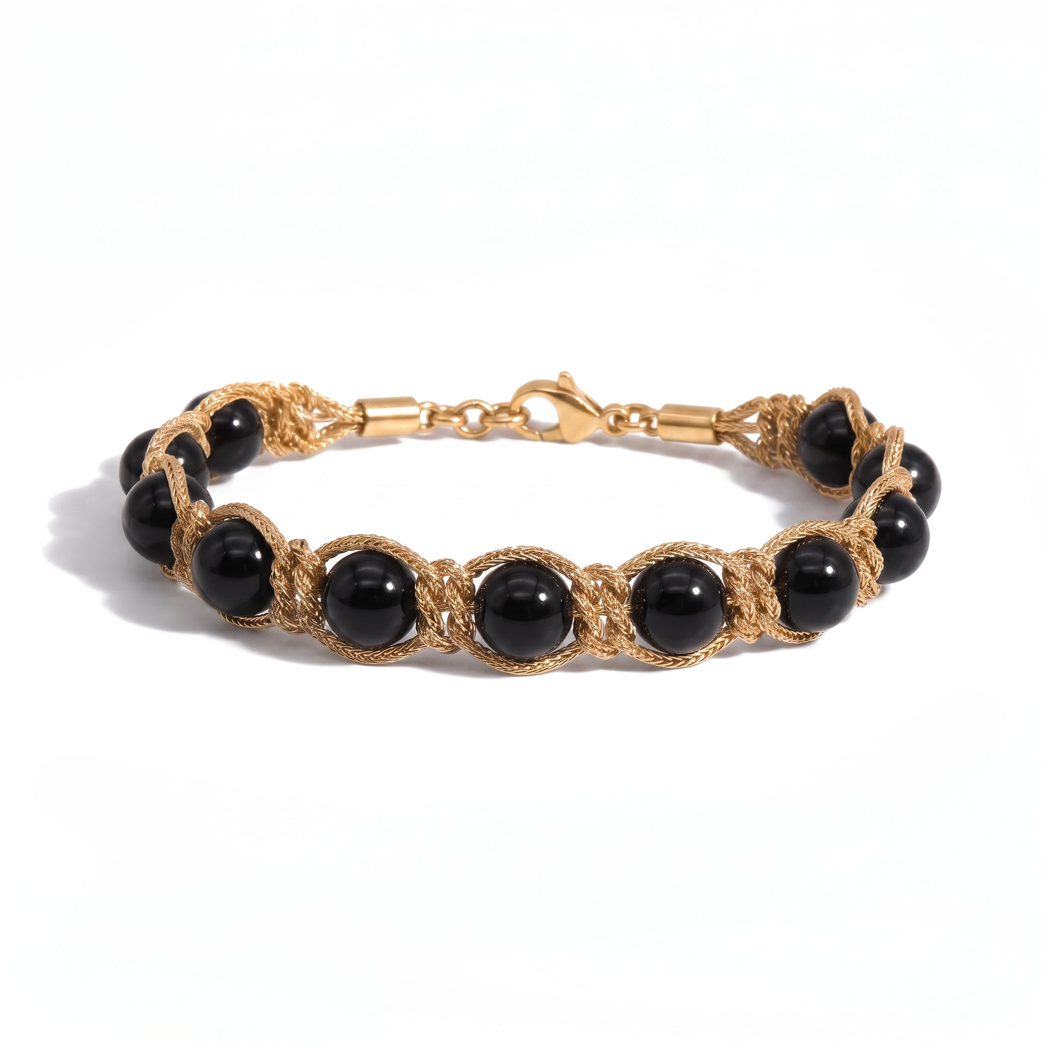 BRACCIALE PIETRE SIRIO GOLD/BLACK