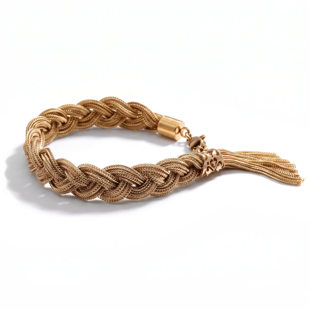 BRACCIALE INTRECCIO TITANO GOLD