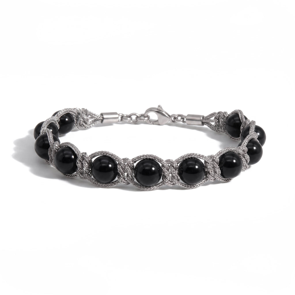 BRACCIALE PIETRE SIRIO SILVER/BLACK
