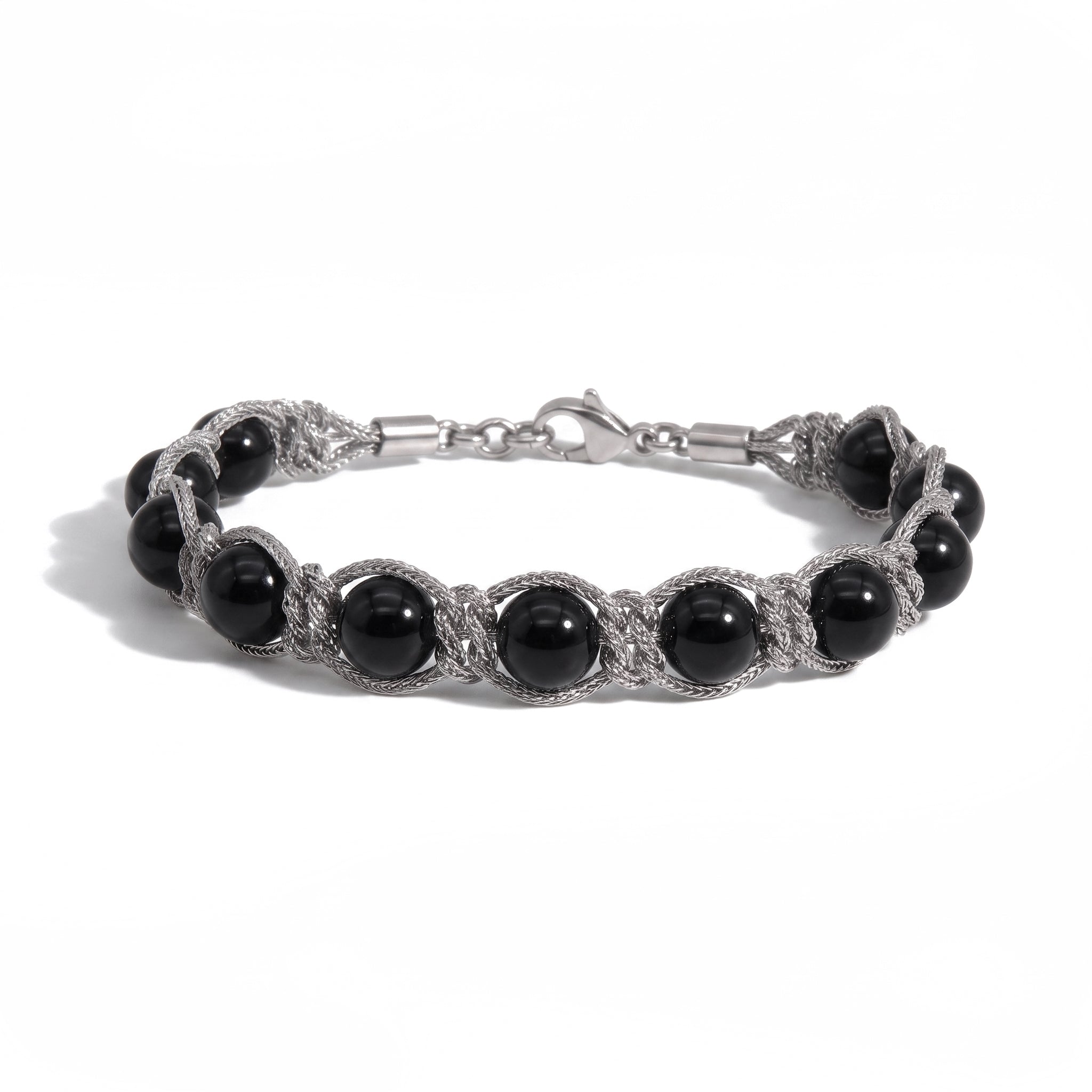 BRACCIALE PIETRE SIRIO SILVER/BLACK
