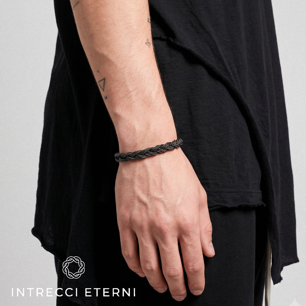 BRACCIALE INTRECCIO  SATURNO BLACK