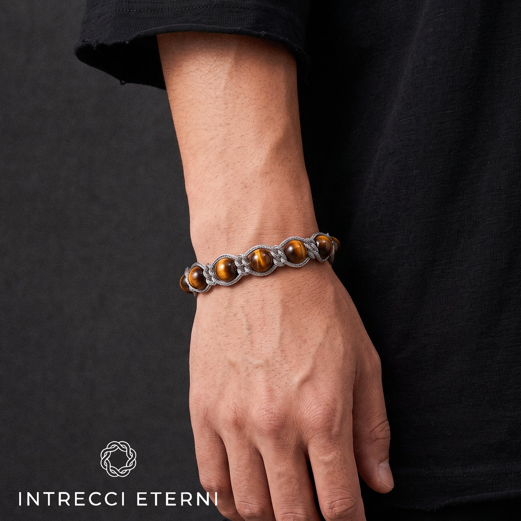 BRACCIALE PIETRE SIRIO SILVER/BROWN