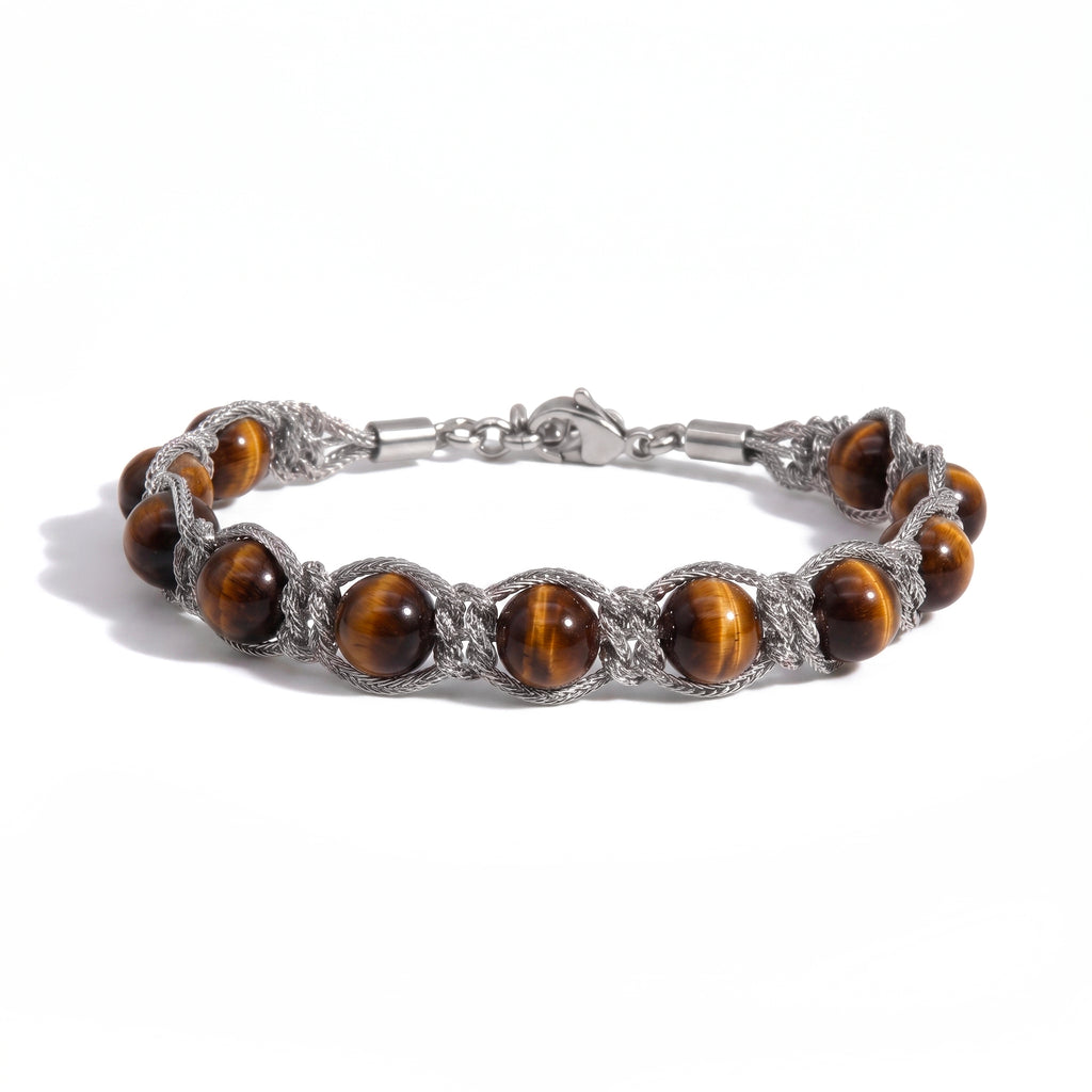 BRACCIALE PIETRE SIRIO SILVER/BROWN