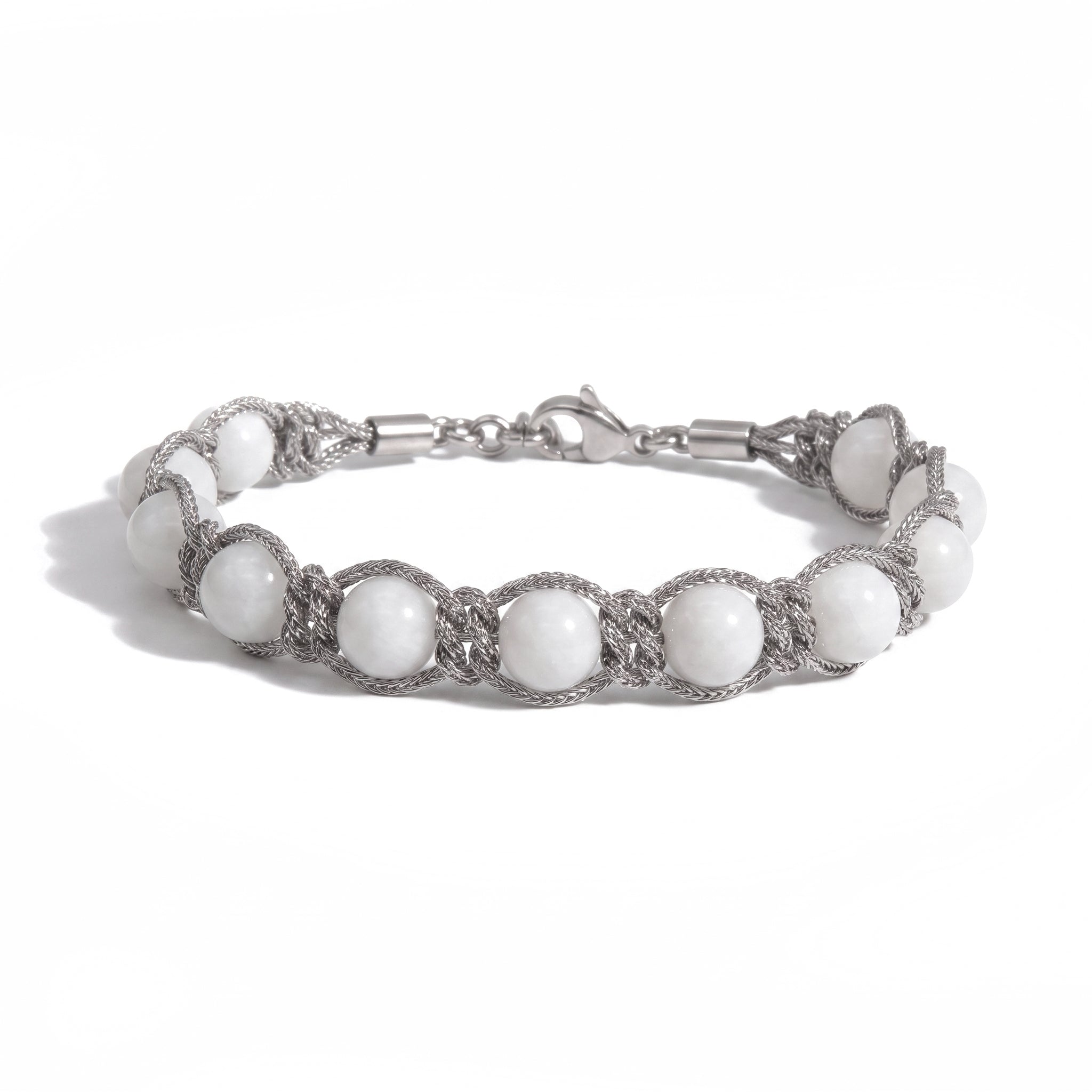 BRACCIALE PIETRE SIRIO SILVER/WHITE