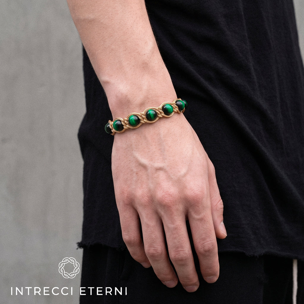 BRACCIALE PIETRE SIRIO GOLD/GREEN