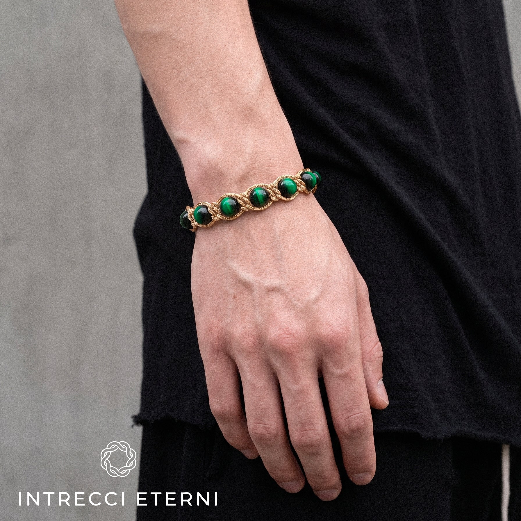 BRACCIALE PIETRE SIRIO GOLD/GREEN
