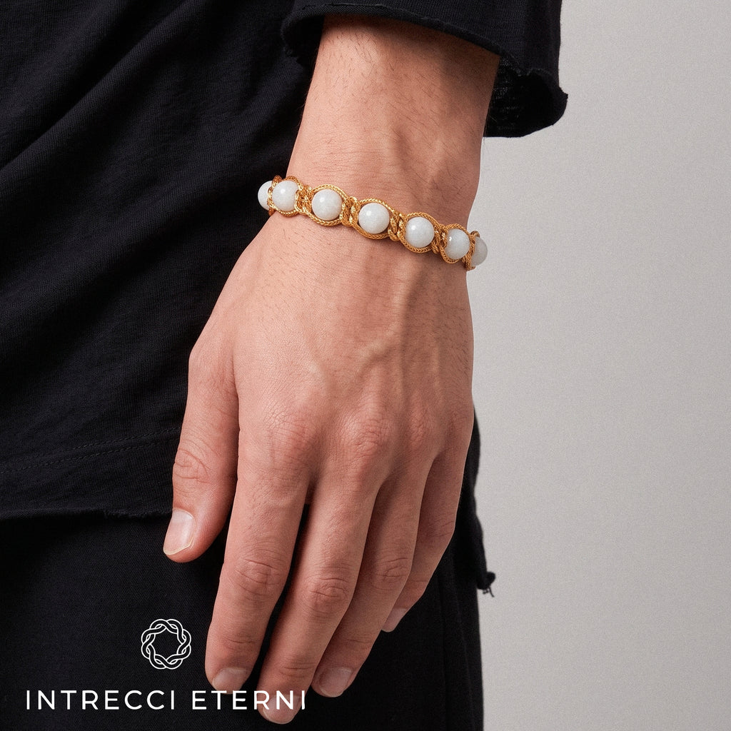 BRACCIALE PIETRE SIRIO GOLD/WHITE
