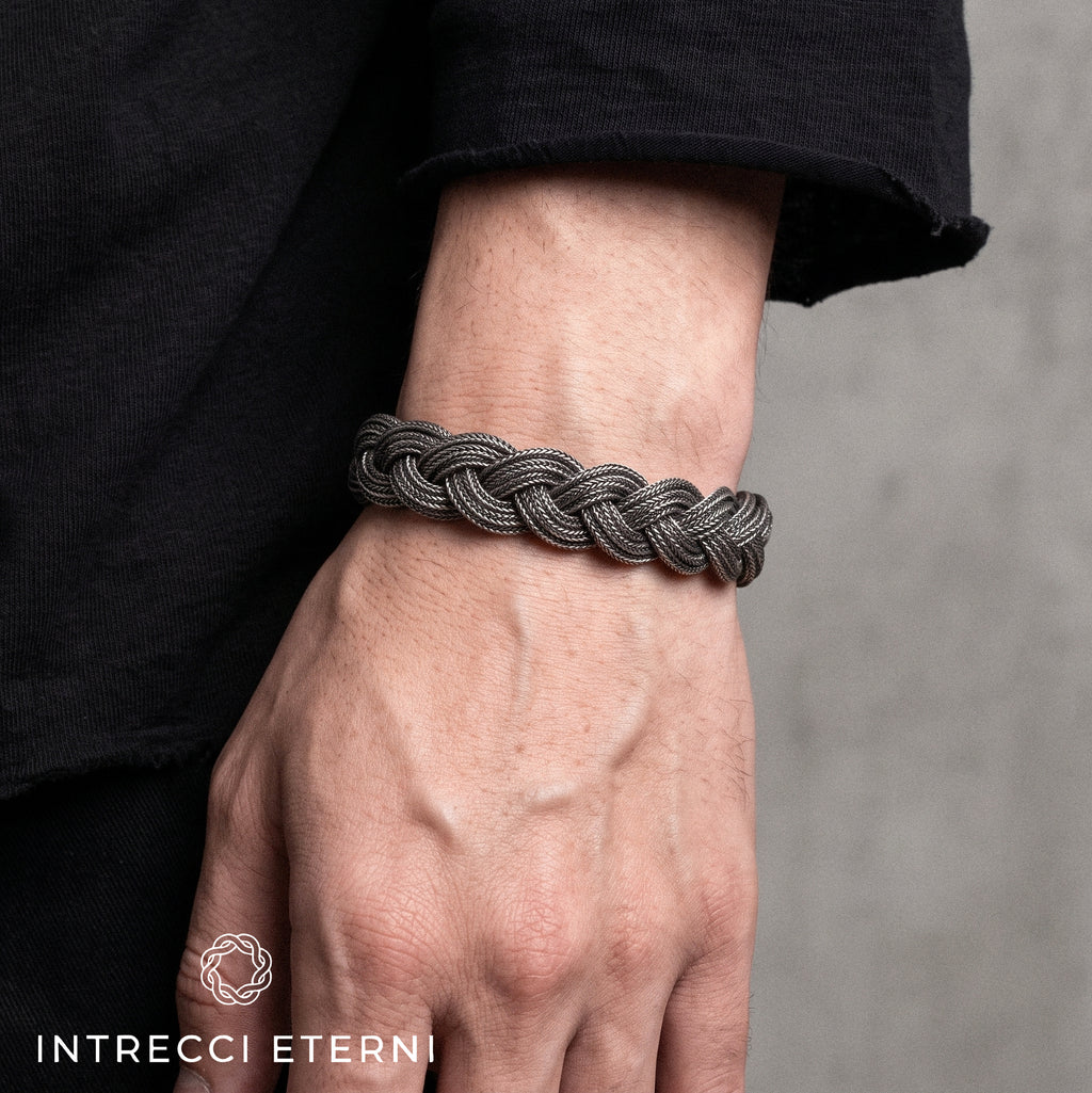 BRACCIALE INTRECCIO TITANO SILVER