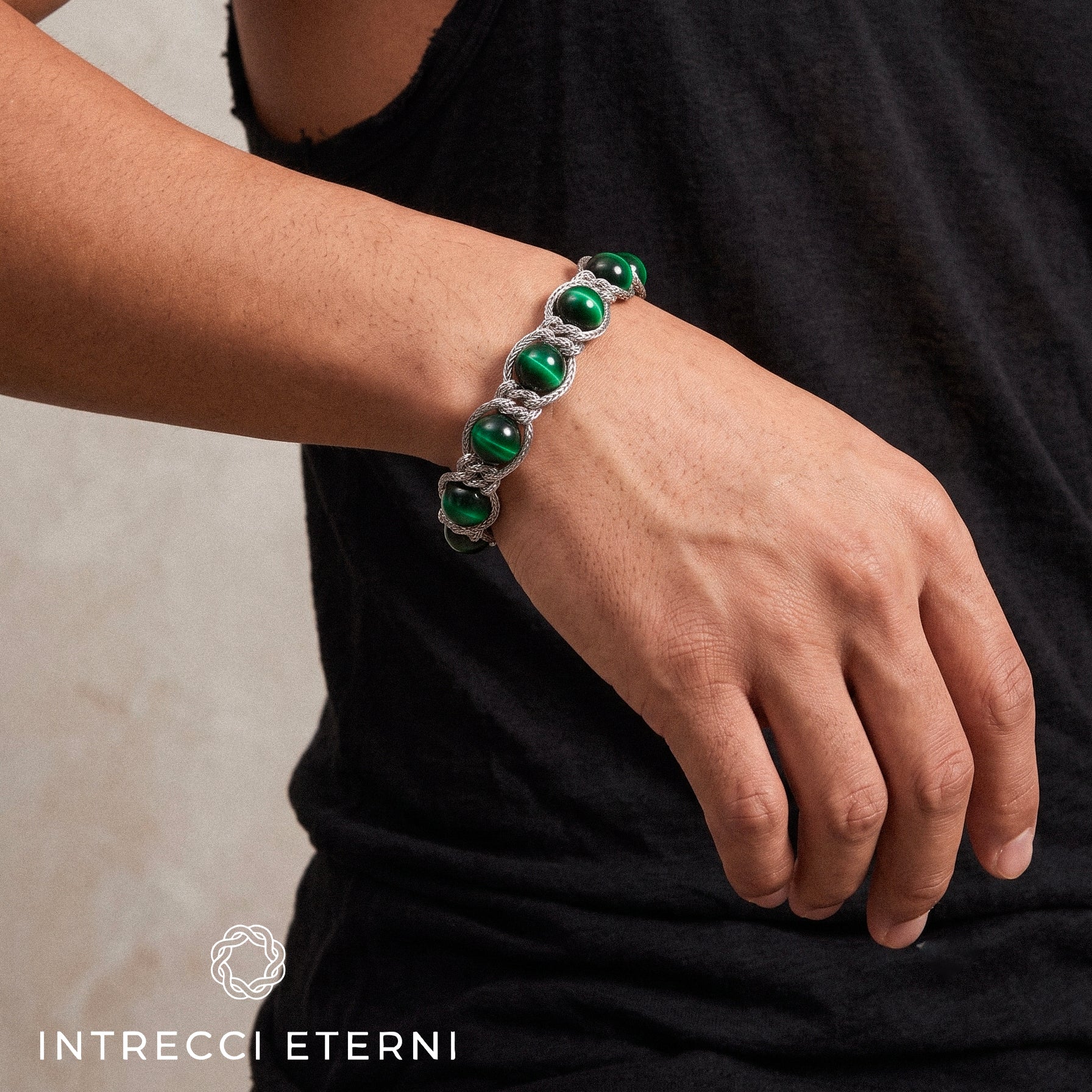 BRACCIALE PIETRE SIRIO SILVER/GREEN