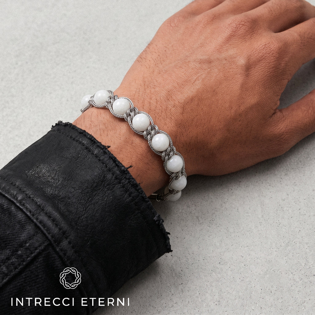 BRACCIALE PIETRE SIRIO SILVER/WHITE